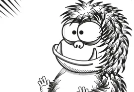 Illustration of short, fat creature with tusk-like teeth