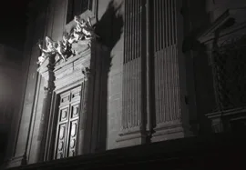 Black and white nightime photo of Complesso Di San Firenze
