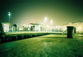 Nighttime photo quayside in Venice, Italy