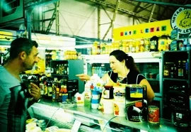 Encounter between shopper and shop assistant, Riga Central Market